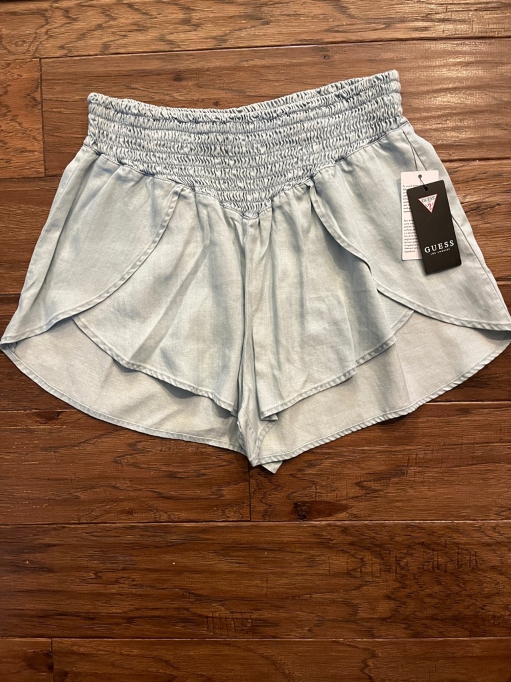 GUESS Womens Light Blue Smocked Tulip High Waist Shorts Size S